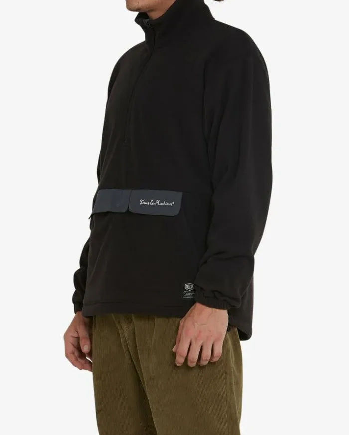 Mens Deus Ex Machina Jackets Ridgeline Fleece Pullover 8211 Coal Black Coal Black Mens Deus Ex Machina Jackets Ridgeline Fleece Pullover 8211 Coal Black Coal Black