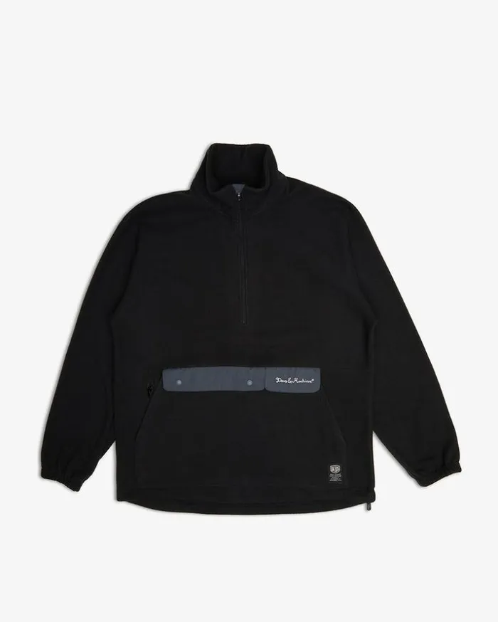 Mens Deus Ex Machina Jackets Ridgeline Fleece Pullover 8211 Coal Black Coal Black Mens Deus Ex Machina Jackets Ridgeline Fleece Pullover 8211 Coal Black Coal Black
