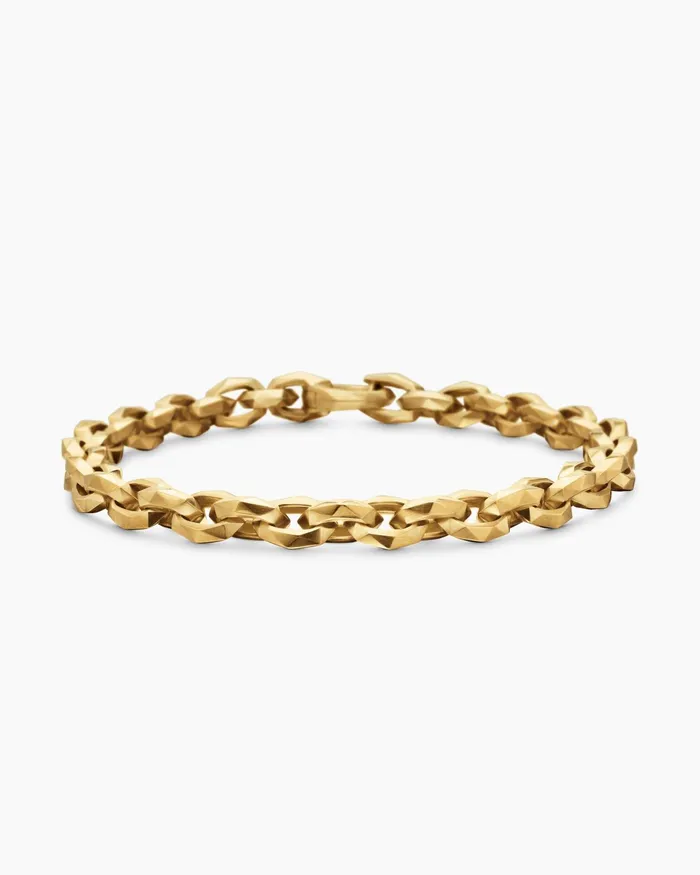 Mens Faceted Chain Bracelet In 18K Yellow Gold 7mm Men David Yurman Chain