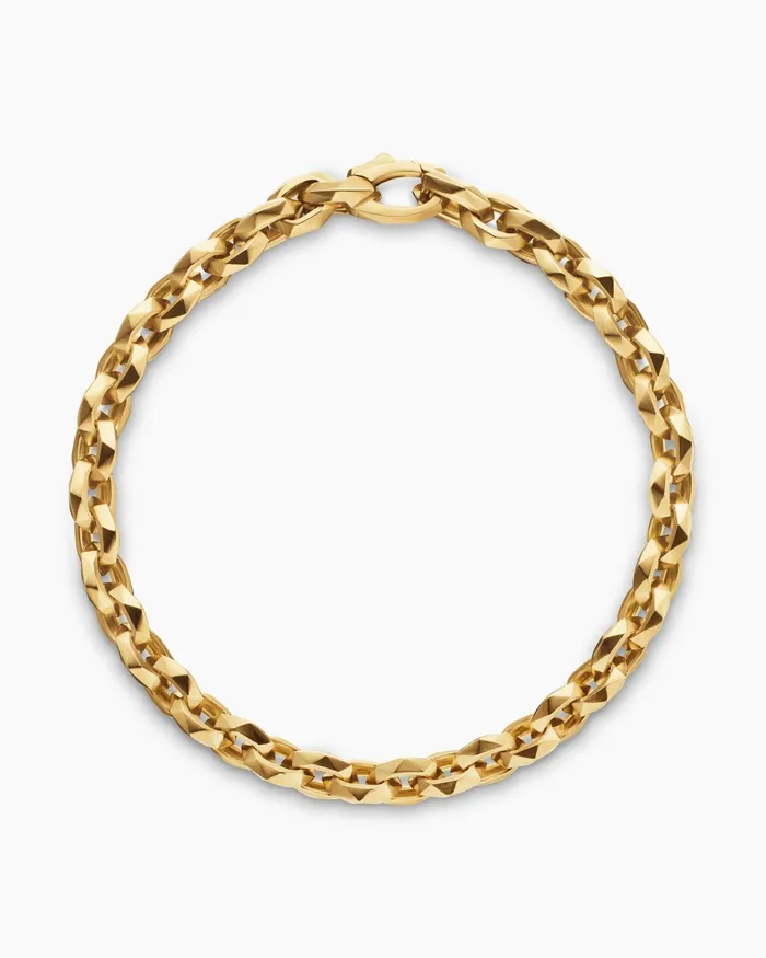 Mens Faceted Chain Bracelet In 18K Yellow Gold 7mm Men David Yurman Chain Mens Faceted Chain Bracelet In 18K Yellow Gold 7mm Men David Yurman Chain