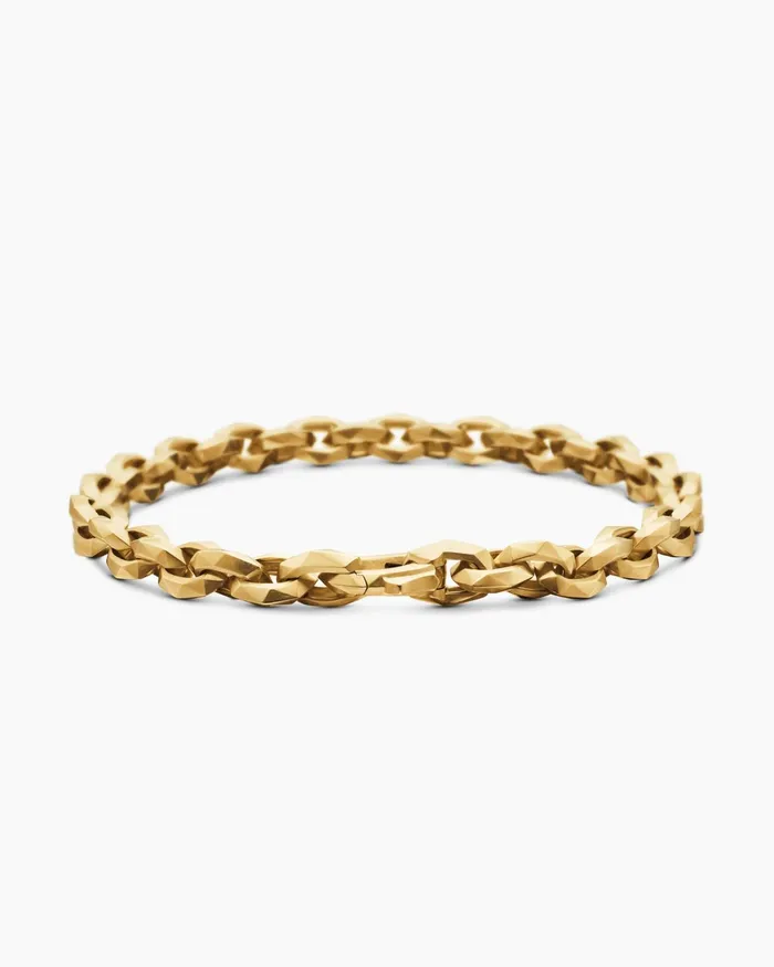 Mens Faceted Chain Bracelet In 18K Yellow Gold 7mm Men David Yurman Chain Mens Faceted Chain Bracelet In 18K Yellow Gold 7mm Men David Yurman Chain