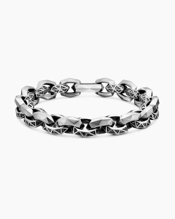 Mens Faceted Link Bracelet In Sterling Silver 116mm Men David Yurman Chain