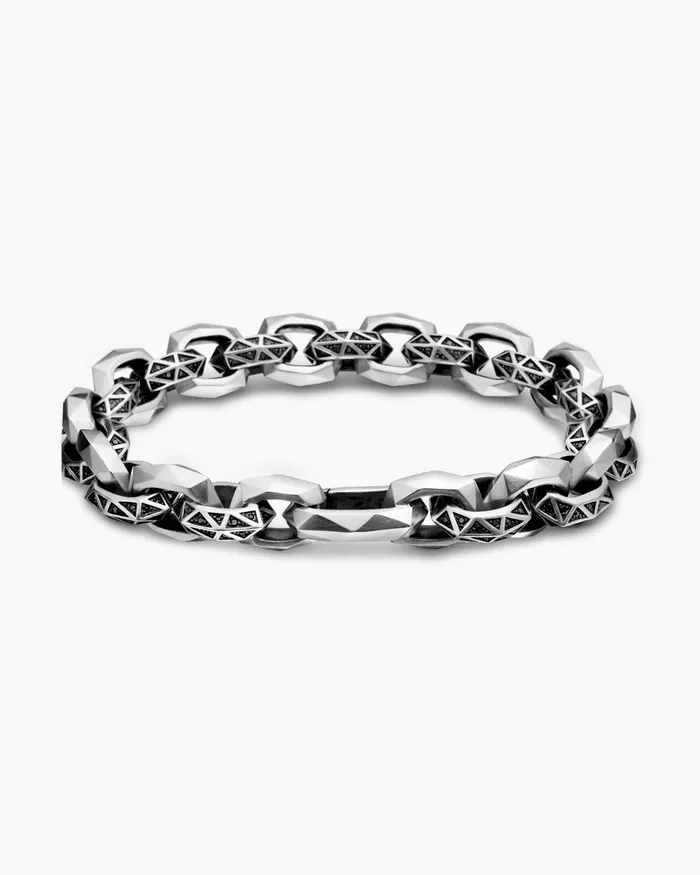 Mens Faceted Link Bracelet In Sterling Silver 116mm Men David Yurman Chain Mens Faceted Link Bracelet In Sterling Silver 116mm Men David Yurman Chain