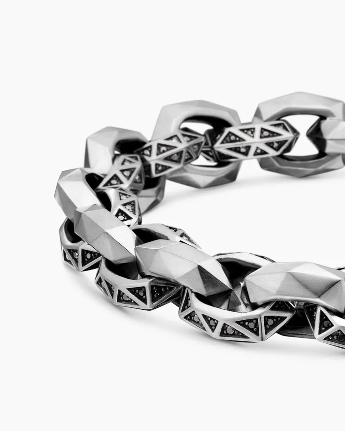 Mens Faceted Link Bracelet In Sterling Silver 116mm Men David Yurman Chain Mens Faceted Link Bracelet In Sterling Silver 116mm Men David Yurman Chain