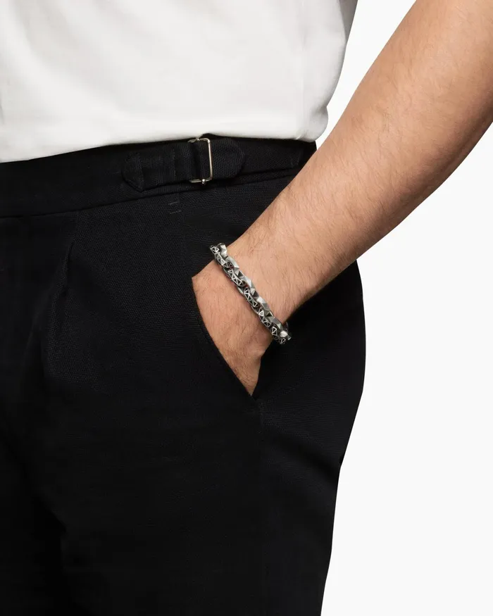 Mens Faceted Link Bracelet In Sterling Silver 116mm Men David Yurman Chain Mens Faceted Link Bracelet In Sterling Silver 116mm Men David Yurman Chain