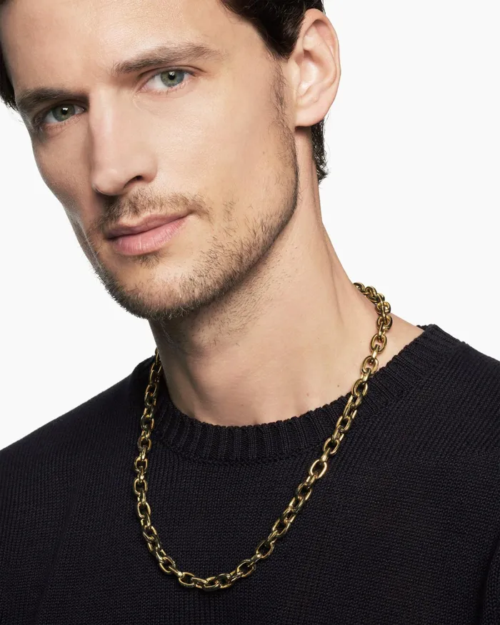 Mens Streamline Oval Link Necklace In 18K Yellow Gold 9mm Men David Yurman Chains Mens Streamline Oval Link Necklace In 18K Yellow Gold 9mm Men David Yurman Chains