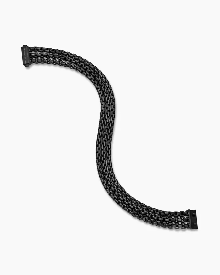 Mens Three Row Box Chain Bracelet With Stainless Steel And Black Titanium 135mm Men David Yurman Chain