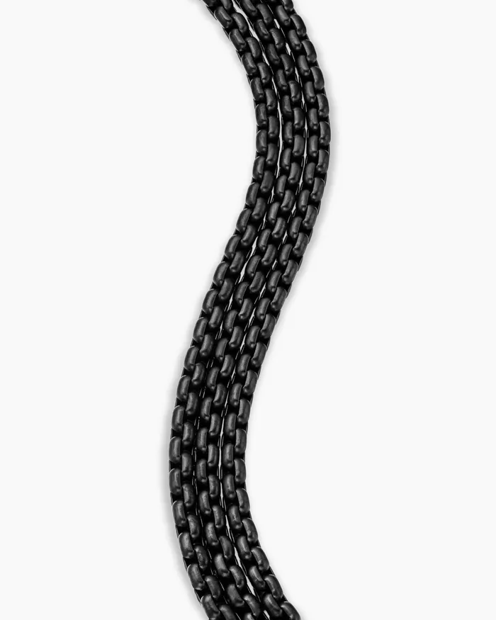 Mens Three Row Box Chain Bracelet With Stainless Steel And Black Titanium 135mm Men David Yurman Chain