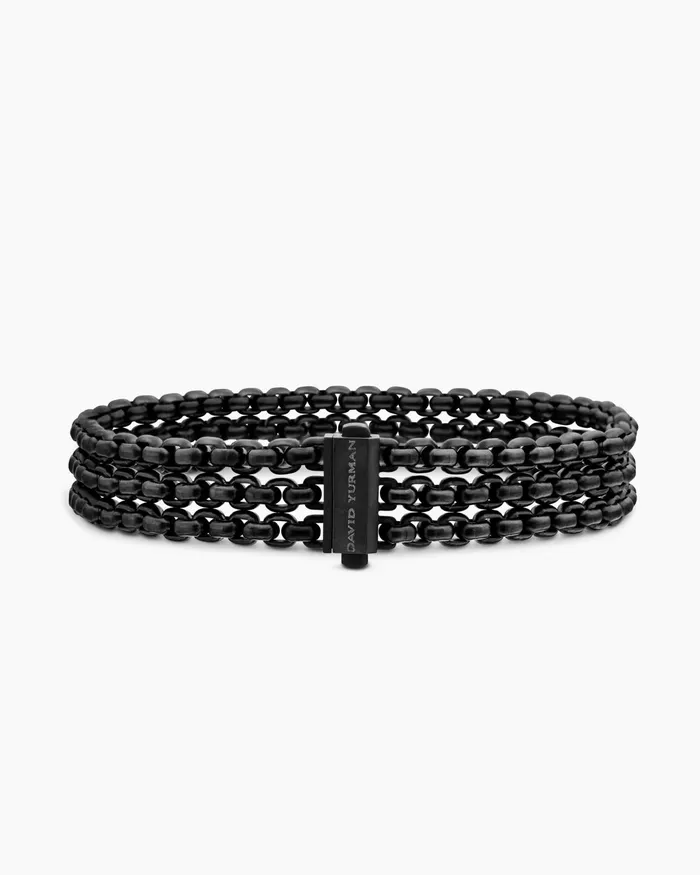 Mens Three Row Box Chain Bracelet With Stainless Steel And Black Titanium 135mm Men David Yurman Chain