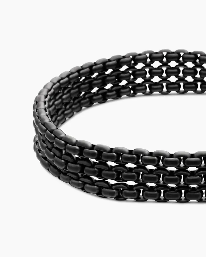 Mens Three Row Box Chain Bracelet With Stainless Steel And Black Titanium 135mm Men David Yurman Chain