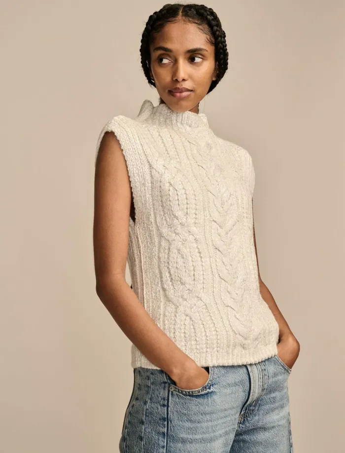 Metallic Sweater Vest Whisper White Women Lucky Brand Sweaters and Sweatshirts