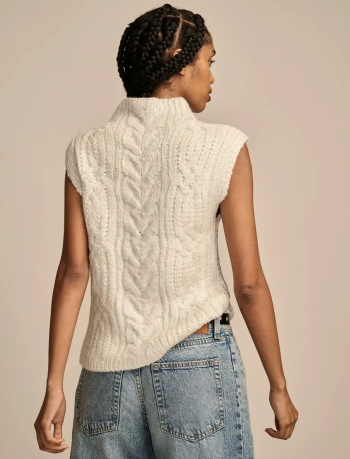 Metallic Sweater Vest Whisper White Women Lucky Brand Sweaters and Sweatshirts