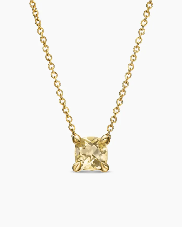 Micro Chatelaine Pendant Necklace In 18K Yellow Gold With Champagne Citrine 5mm Women David Yurman Pendant