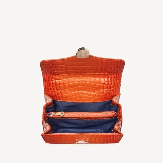 Midi Mayfair Bag Deep Shine Marmalade Ombre Croc Women Aspinal Of London Shoulder