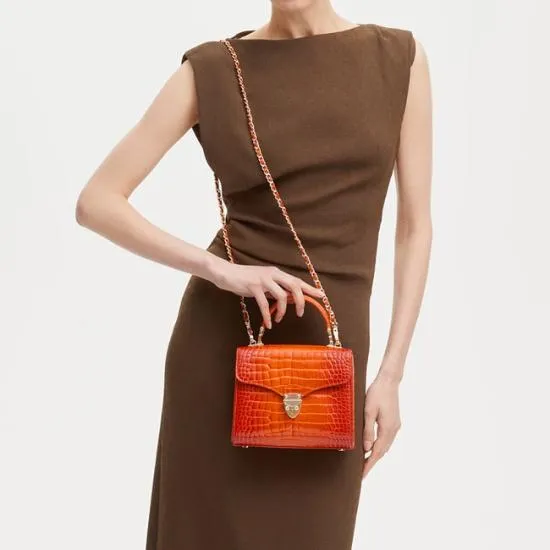 Midi Mayfair Bag Deep Shine Marmalade Ombre Croc Women Aspinal Of London Shoulder