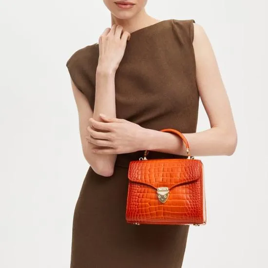 Midi Mayfair Bag Deep Shine Marmalade Ombre Croc Women Aspinal Of London Shoulder