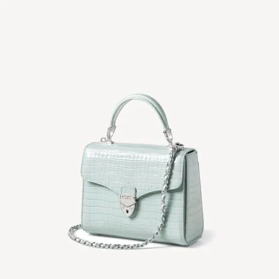 Midi Mayfair Bag Deep Shine Pool Blue Small Croc Women Aspinal Of London Shoulder