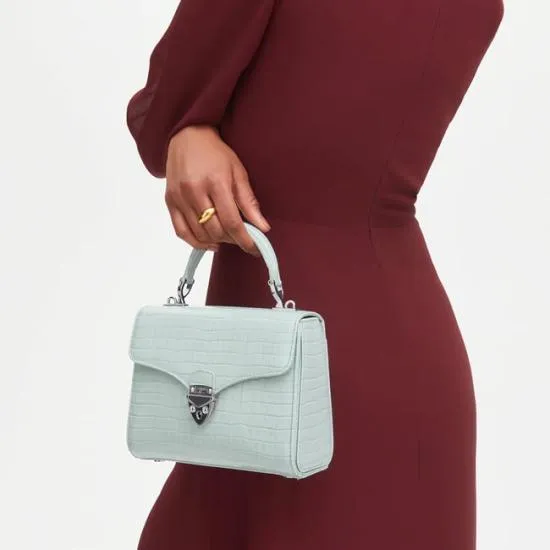 Midi Mayfair Bag Deep Shine Pool Blue Small Croc Women Aspinal Of London Shoulder