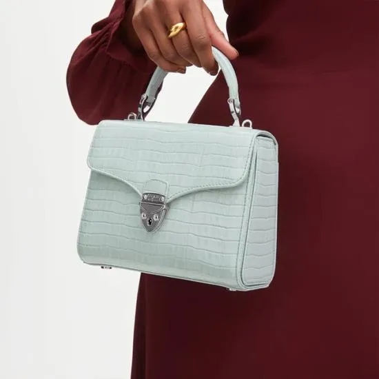 Midi Mayfair Bag Deep Shine Pool Blue Small Croc Women Aspinal Of London Shoulder