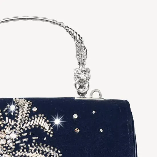 Midi Mayfair Bag Fly Me To The Moon Hand Embroidery On Velvet Women Aspinal Of London Shoulder