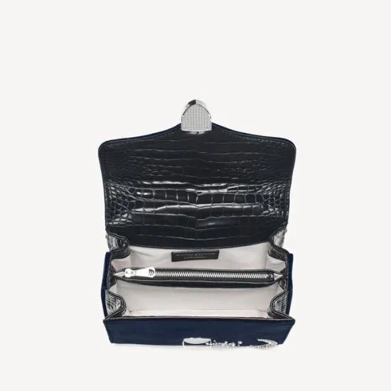 Midi Mayfair Bag Fly Me To The Moon Hand Embroidery On Velvet Women Aspinal Of London Shoulder