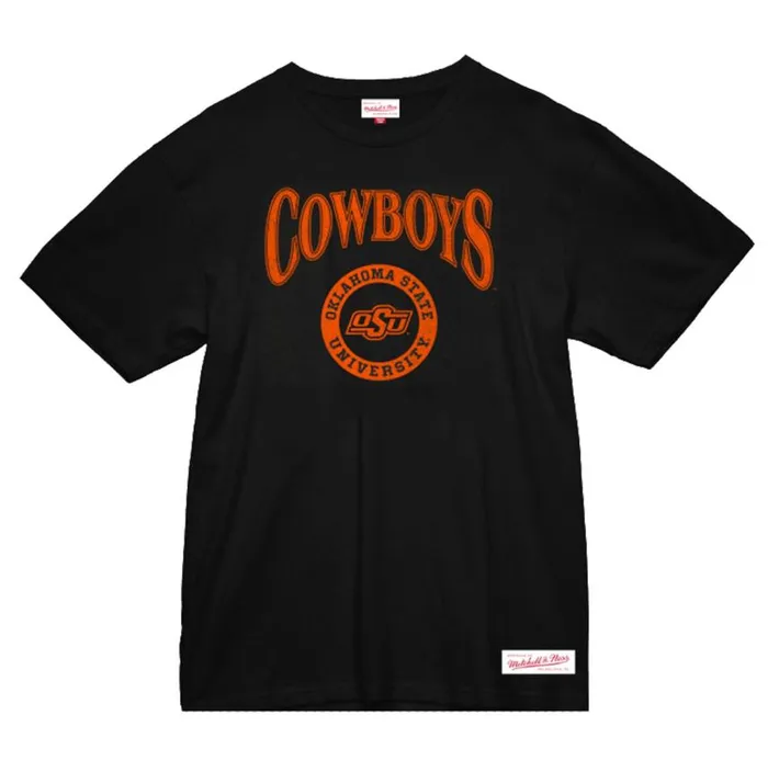 Mitchell and Ness Arched Logo Lockup Slub Tee Oklahoma State University Men TShirts and Tops Mitchell and Ness Arched Logo Lockup Slub Tee Oklahoma State University Men TShirts and Tops