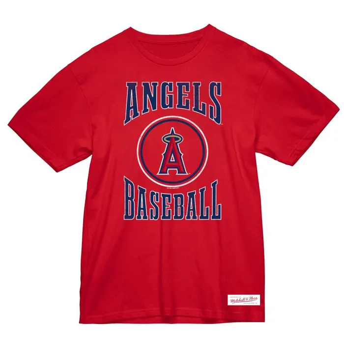 Mitchell and Ness Arched Logo Slub Tee Anaheim Angels Men TShirts and Tops