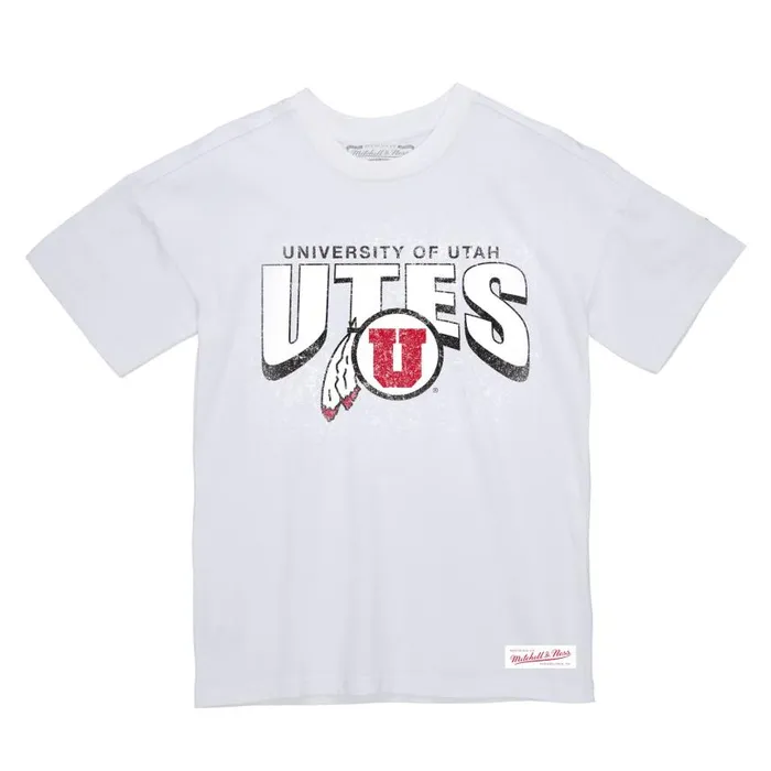 Mitchell and Ness Arched Wordmark Tee University Of Utah Men TShirts and Tops Mitchell and Ness Arched Wordmark Tee University Of Utah Men TShirts and Tops
