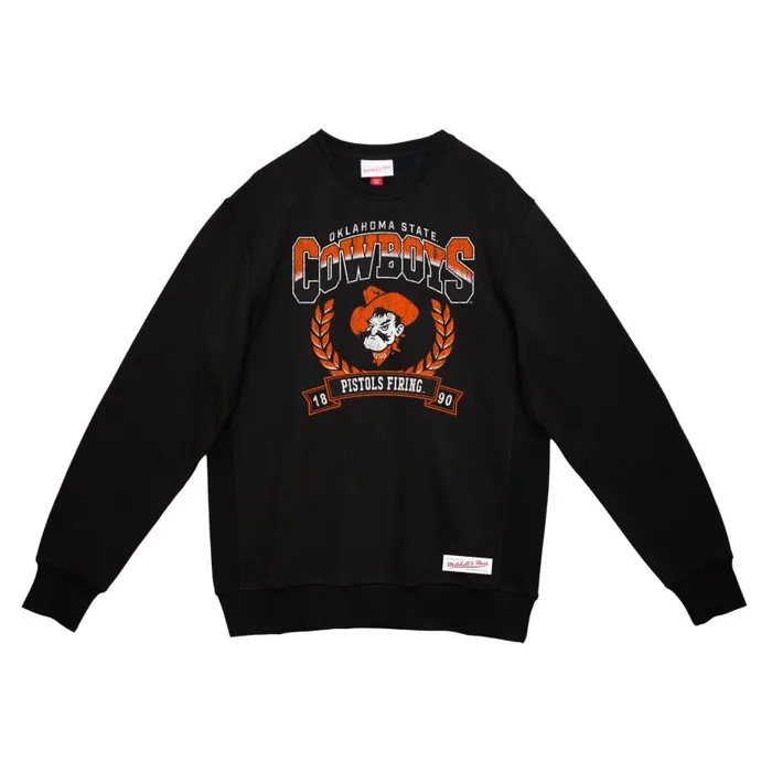 Mitchell and Ness Baseline Crew Oklahoma State University Men Hoodies and Sweatshirts Mitchell and Ness Baseline Crew Oklahoma State University Men Hoodies and Sweatshirts