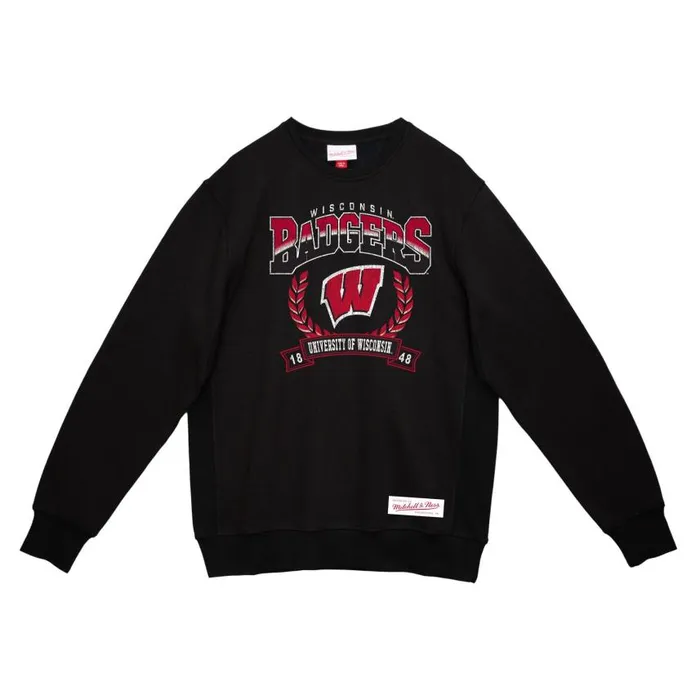 Mitchell and Ness Baseline Crew University Of Wisconsin 8211 Madison Men Hoodies and Sweatshirts Mitchell and Ness Baseline Crew University Of Wisconsin 8211 Madison Men Hoodies and Sweatshirts