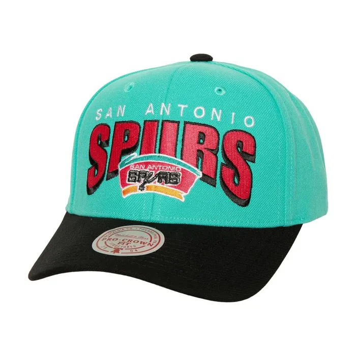 Mitchell and Ness Boom Text Pro Snapback HWC San Antonio Spurs Men Hats and Headwear Mitchell and Ness Boom Text Pro Snapback HWC San Antonio Spurs Men Hats and Headwear
