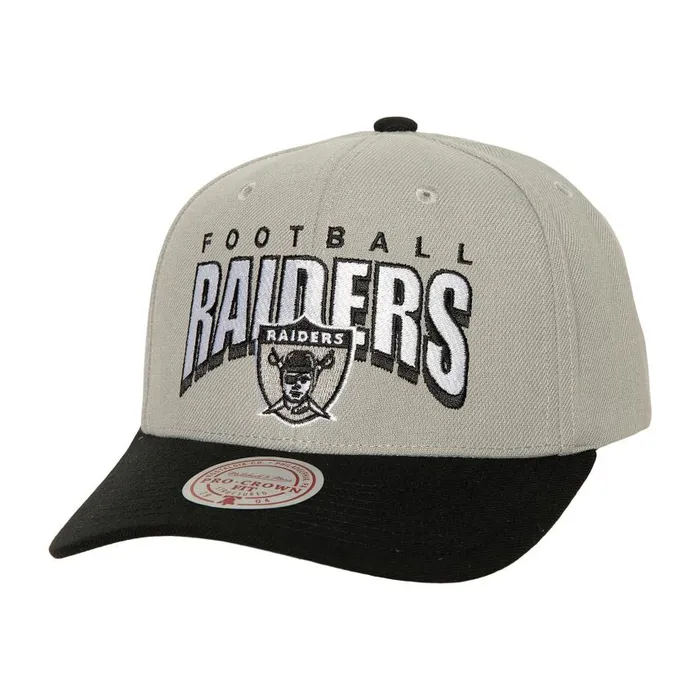 Mitchell and Ness Boom Text Pro Snapback Oakland Raiders Men Hats and Headwear