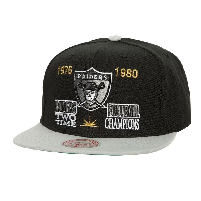 Mitchell and Ness Champ Is Here Snapback Oakland Raiders Men Hats and Headwear Mitchell and Ness Champ Is Here Snapback Oakland Raiders Men Hats and Headwear
