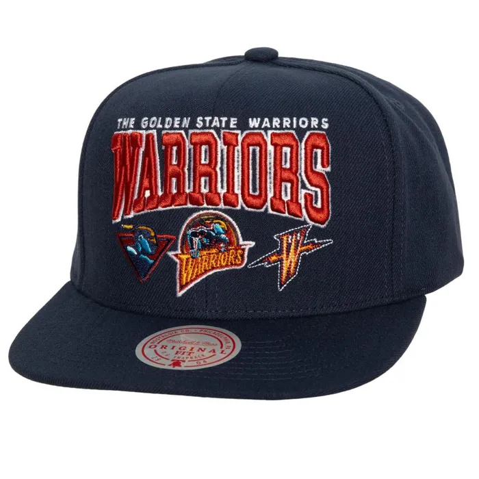 Mitchell and Ness Champ Stack Snapback HWC Golden State Warriors Men Hats and Headwear Mitchell and Ness Champ Stack Snapback HWC Golden State Warriors Men Hats and Headwear