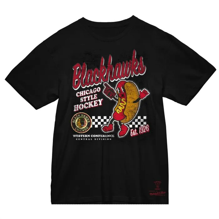Mitchell and Ness Chicago Hot Dog Tee Chicago Blackhawks Men TShirts and Tops Mitchell and Ness Chicago Hot Dog Tee Chicago Blackhawks Men TShirts and Tops