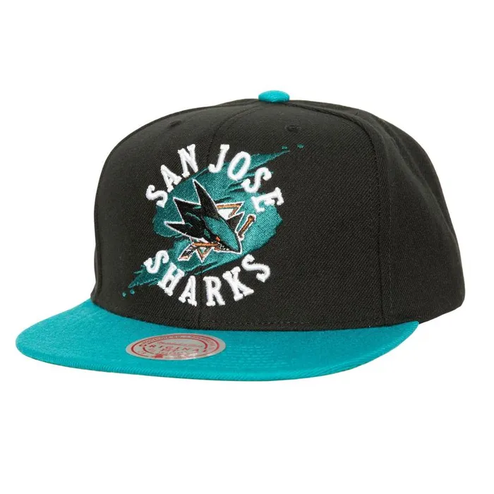 Mitchell and Ness Circle Splash Snapback San Jose Sharks Men Hats and Headwear Mitchell and Ness Circle Splash Snapback San Jose Sharks Men Hats and Headwear