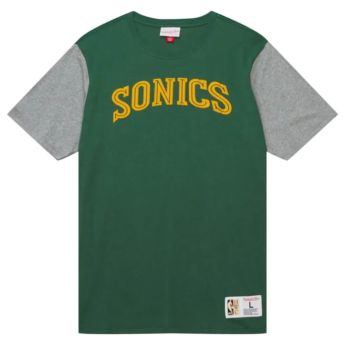 Mitchell and Ness Color Blocked SS Tee Seattle Supersonics Men TShirts and Tops Mitchell and Ness Color Blocked SS Tee Seattle Supersonics Men TShirts and Tops