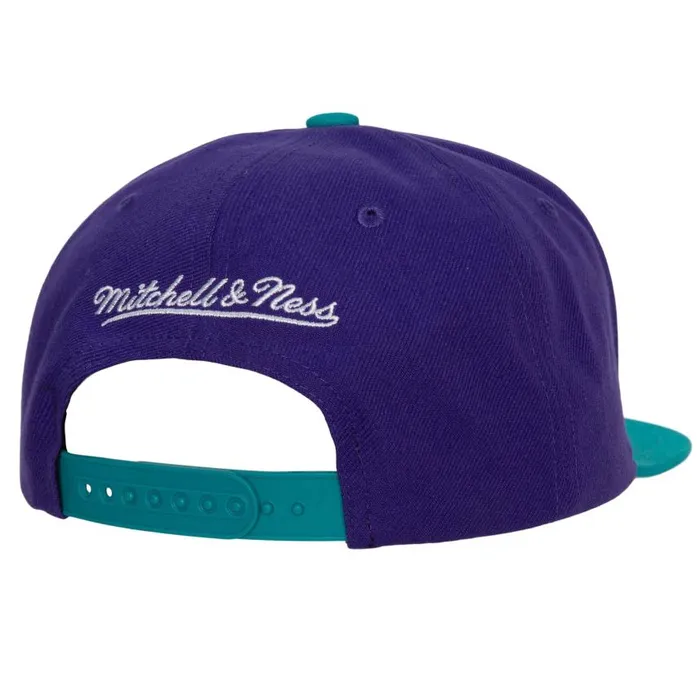 Mitchell and Ness Cross Check Snapback HWC Charlotte Hornets Men Hats and Headwear Mitchell and Ness Cross Check Snapback HWC Charlotte Hornets Men Hats and Headwear