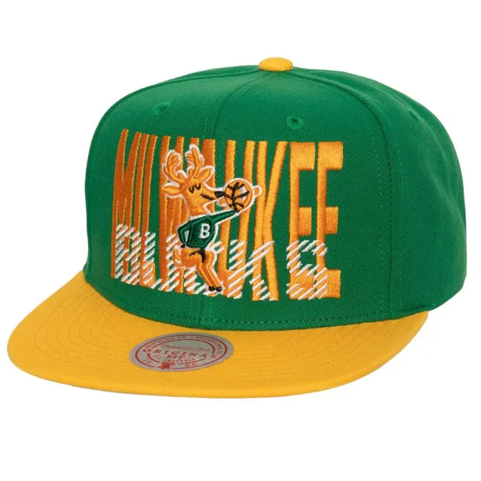 Mitchell and Ness Cross Check Snapback HWC Milwaukee Bucks Men Hats and Headwear Mitchell and Ness Cross Check Snapback HWC Milwaukee Bucks Men Hats and Headwear
