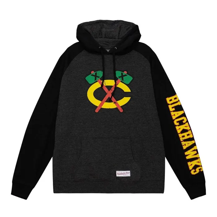 Mitchell and Ness Distressed Logo Hoody Chicago Blackhawks Men Hoodies and Sweatshirts Mitchell and Ness Distressed Logo Hoody Chicago Blackhawks Men Hoodies and Sweatshirts