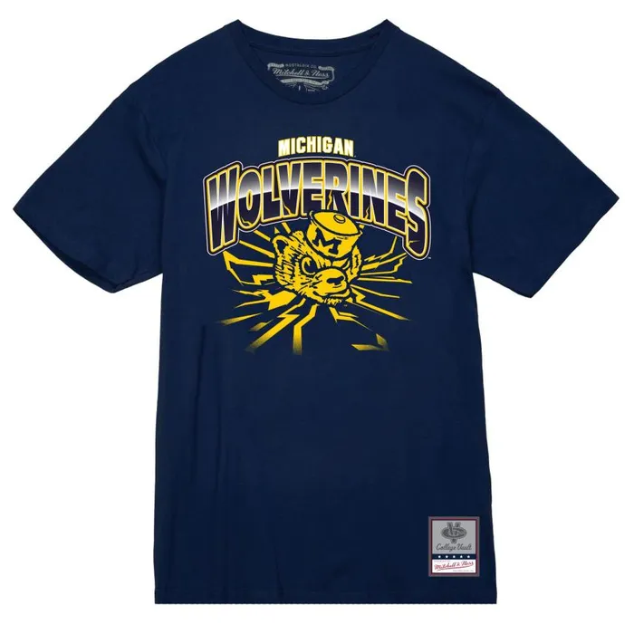 Mitchell and Ness Earthquake Tee University Of Michigan Men TShirts and Tops
