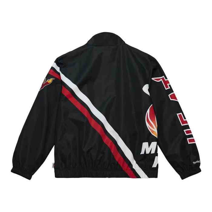 Mitchell and Ness Exploded Logo Warm Up Jacket Miami Heat Men Jackets and Outerwear Mitchell and Ness Exploded Logo Warm Up Jacket Miami Heat Men Jackets and Outerwear