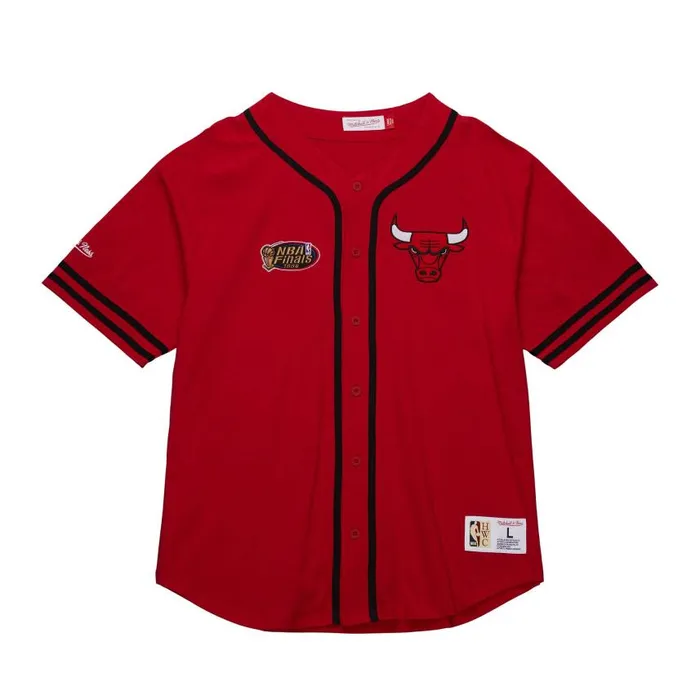 Mitchell and Ness Fashion Cotton Button Front Vintage Logo Chicago Bulls Men TShirts and Tops Mitchell and Ness Fashion Cotton Button Front Vintage Logo Chicago Bulls Men TShirts and Tops