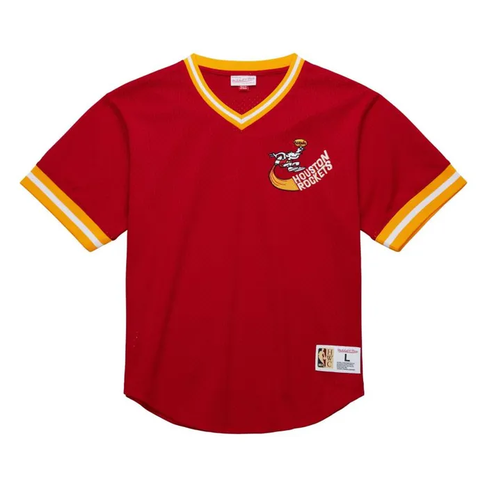 Mitchell and Ness Fashion Mesh VNeck Vintage Logo Houston Rockets Men TShirts and Tops