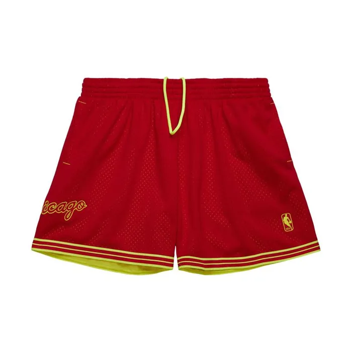 Mitchell and Ness Fashion Neon Mesh Shorts Vintage Logo Chicago Bulls Men Shorts Mitchell and Ness Fashion Neon Mesh Shorts Vintage Logo Chicago Bulls Men Shorts