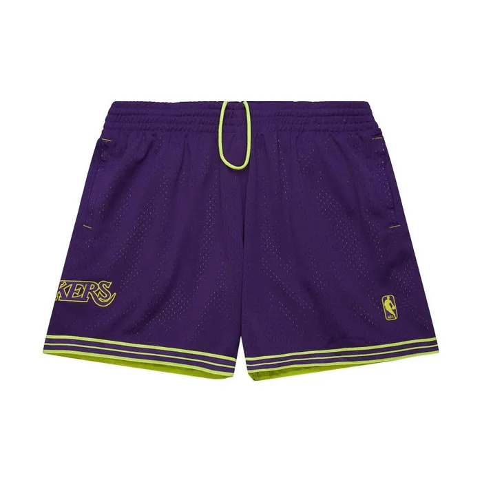 Mitchell and Ness Fashion Neon Mesh Shorts Vintage Logo Los Angeles Lakers Men Shorts Mitchell and Ness Fashion Neon Mesh Shorts Vintage Logo Los Angeles Lakers Men Shorts