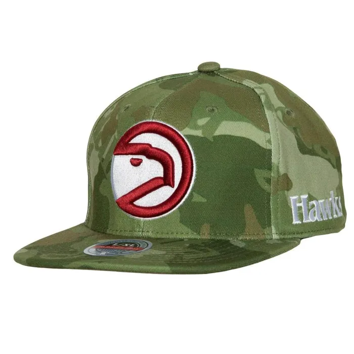 Mitchell and Ness Ghost Camo Stretch Fitted HWC Atlanta Hawks Men Hats and Headwear Mitchell and Ness Ghost Camo Stretch Fitted HWC Atlanta Hawks Men Hats and Headwear
