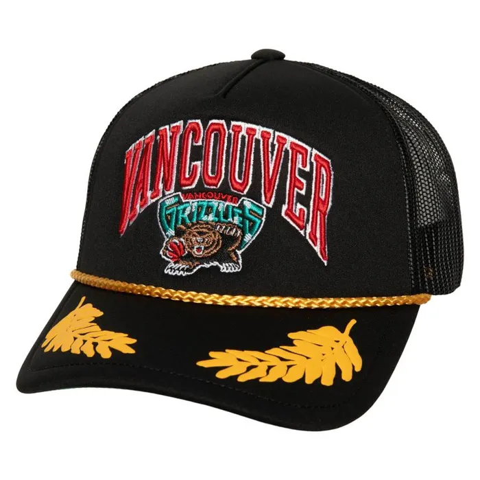 Mitchell and Ness Gold Leaf Trucker HWC Vancouver Grizzlies Men Hats and Headwear Mitchell and Ness Gold Leaf Trucker HWC Vancouver Grizzlies Men Hats and Headwear