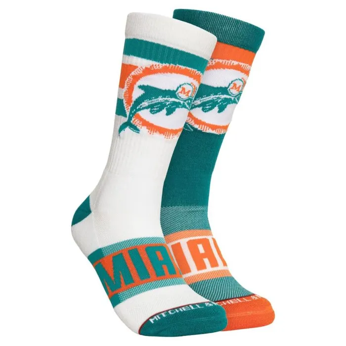 Mitchell and Ness Hail Mary Crew Socks Miami Dolphins Men Socks