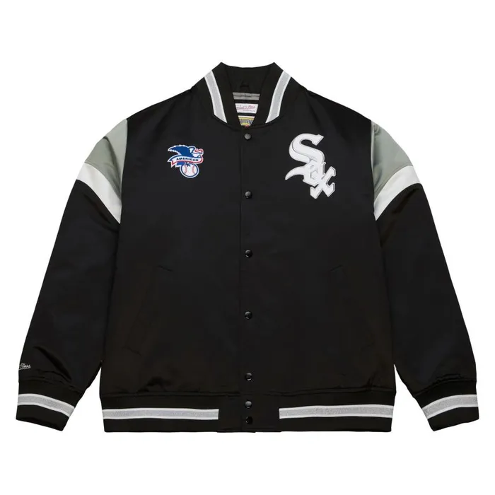 Mitchell and Ness Heavyweight Satin Jacket Chicago White Sox Men Jackets and Outerwear Mitchell and Ness Heavyweight Satin Jacket Chicago White Sox Men Jackets and Outerwear